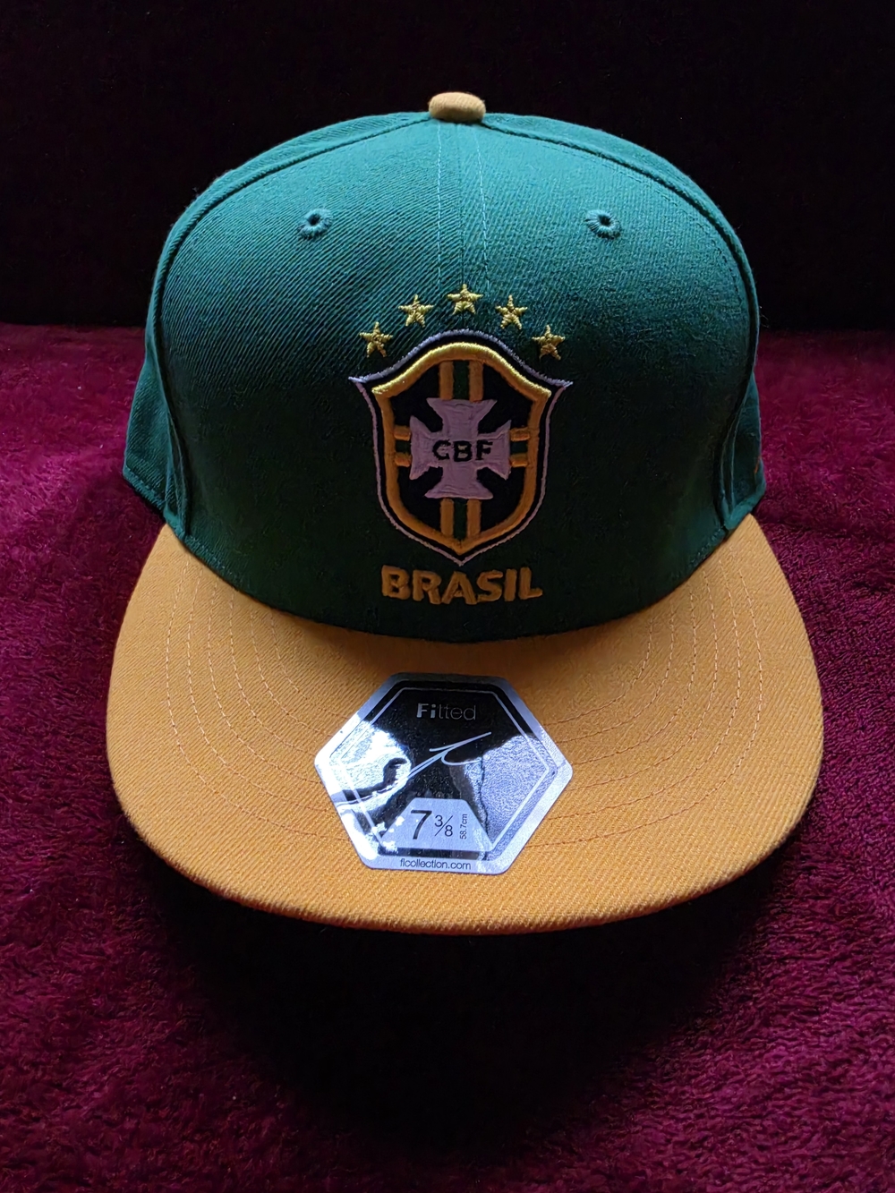 Brasil Green and Yellow Flat-Brim Fitted Cap